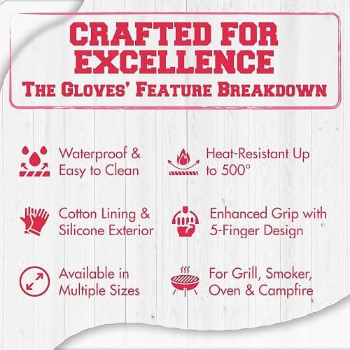 KITCHEN PERFECTION Silicone Smoker Oven Gloves For Women -Extreme Heat Resistant BBQ Gloves -Handle Hot Food Right on Your Smoker Grill Fryer|Waterproof Oven Mitts Grill Gloves |Superior Set+3 Bonuses thumbnail 6