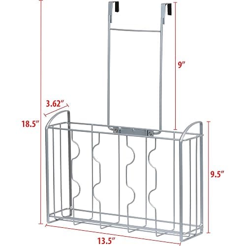 Simple Houseware Over Cabinet Door Organizer, Silver thumbnail 3