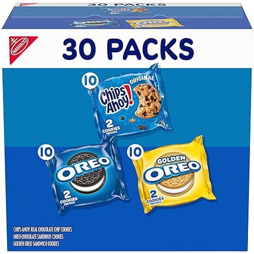 Nabisco Sweet Treats Cookie Variety Pack OREO, OREO Golden & CHIPS AHOY!, 30 Snack Packs (2 Cookies Per Pack) - Image 1