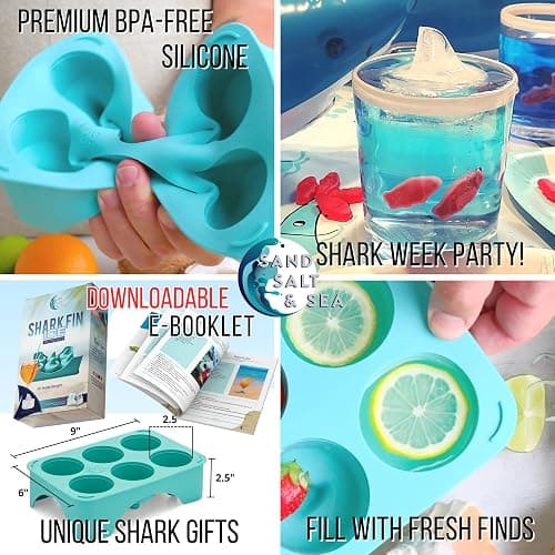Silicone Shark Fin Ice Cube Tray, 100% Food Grade, BPA-Free Sharkweek Shark Gifts, Dishwasher Safe Silicone, Shark Party or Birthday Gift, Upright-Floating Fin Ice Mold thumbnail 7