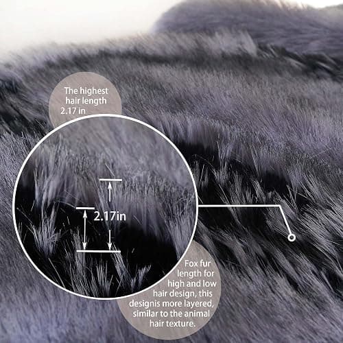 Fox Faux Fur Luxury Throw Blanket - Super Warm, Elegant & Cozy - 74"x90" Grey Washable Plush Blanket for Couch, Armchair & Bed thumbnail 3