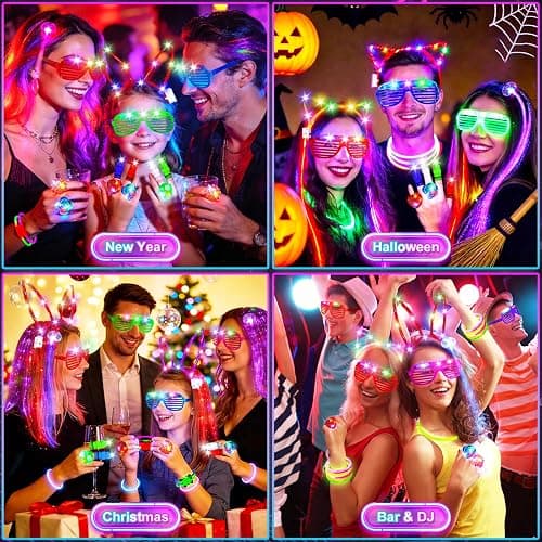 SHQDD 154PCS Glow in the Dark Party Supplies, Neon Party Accessories for Kids & Adults with Connectors and Glow Sticks to DIY, Light up Party Favors for Birthday, Concert, July 4th, Halloween thumbnail 7