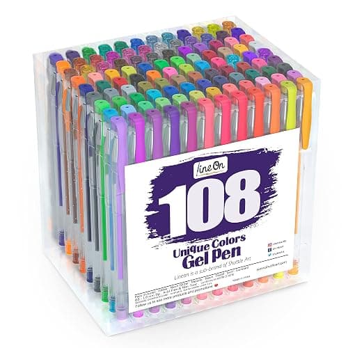 Lineon Gel Pens 108 Colours Gel Pen Set for Adult Colouring Books Art Markers - Image 1
