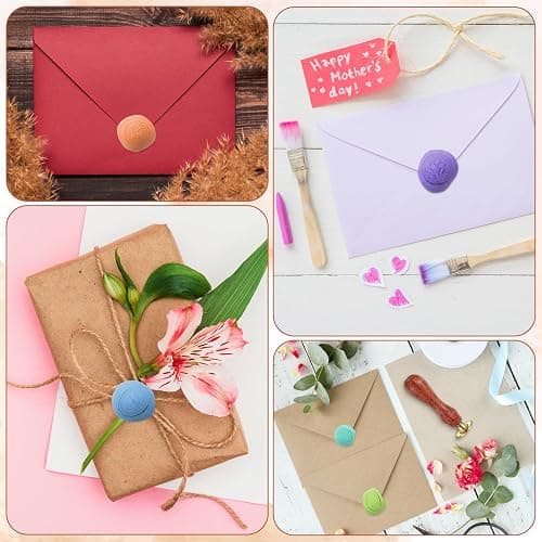 Wax Seal Stamp Kit,12pcs Sealing Wax Stamp Heads Flower Classical Wax Sealing Stamp Crafts Wax Seal Stamp with a Wooden Handle for Invitation Envelopes Letters thumbnail 4