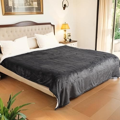 LaffyLo Electric Heated Blanket Full Size - 72"x84", Soft Flannel Heating Blanket, 10 Heating Levels, 1-12 H Auto Shut Off, Breathable Warm and Washable for Bed, Dark Grey thumbnail 8