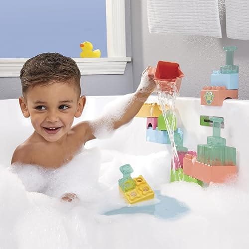 Baby Builders - Splash Blocks First Blocks for Babies and Toddlers, Easy to Connect, Bath Toy, Water Play thumbnail 2