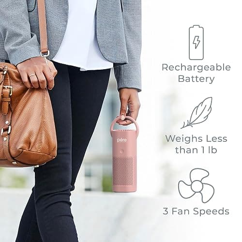 Pure Enrichment PureZone Mini Portable Air Purifier - Cordless True HEPA Filter Cleans Air & Eliminates 99.97% of Dust, Odors, & Allergens Close to You - Cars, School, & Office (Blush) thumbnail 3