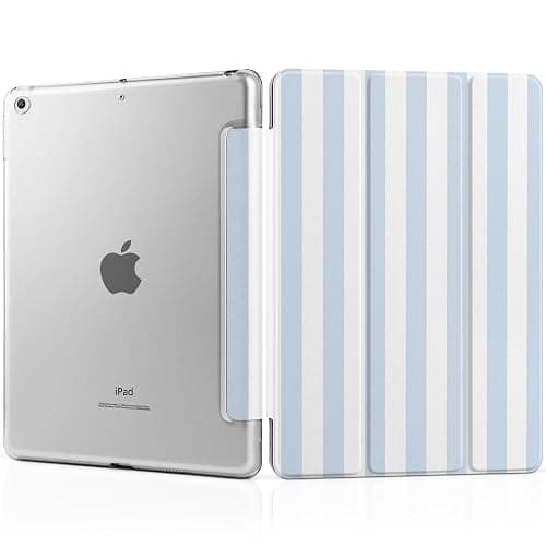 DONGKE Compatible with iPad 10.2 Inch Case 2021 2020 2019, Smart Lightweight Trifold Stand Hard Plastic Transparent Cover Support Auto Sleep/Wake for iPad 10.2" 9th/8th/7th Generation - Stripes - Image 1
