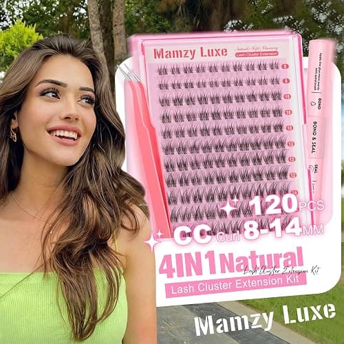 Natural Lash Clusters Kit Short Wispy Eyelash Clusters 8-14MM Clear Band Cluster Lashes Extensions Kit 120Pcs CC-Curly Daily Exquisite Eyelashes Clusters with Bond and Seal and Tweezers thumbnail 2