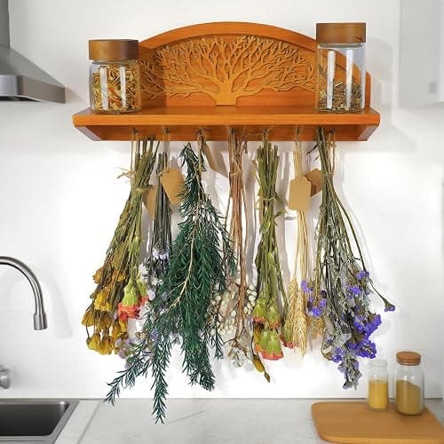 Tnstbiee Hanging Herb Drying Rack - Artistic Life Tree Design. Space-Saving Kitchen Flower Dried Grass Display,Holds 7 Bouquets. For Witches & Gardeners Gifts for Crafters, Wall Art Décor thumbnail 3