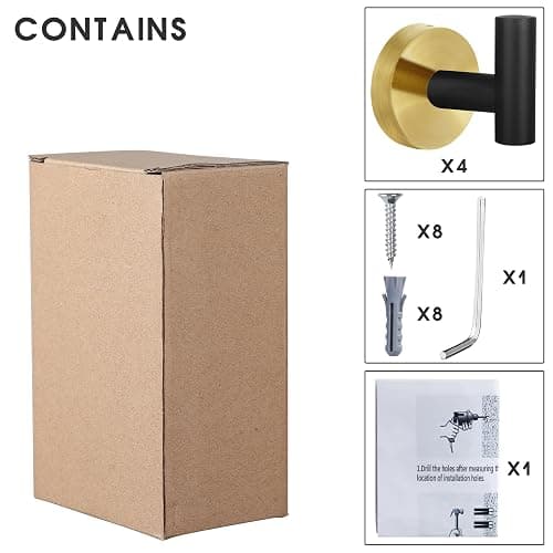 Homagic 4 Pack Robe Towel Hooks Coat Black Gold Wall Hook Stainless Steel Heavy Duty Door Hanger Towel Robe Clothes Cabinet Closet Sponges Hook for Bathroom Bedroom Kitchen Hotel Pool thumbnail 7