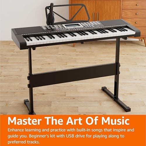 Amazon Basics Electric Keyboard Piano with 61 Keys, Built-in Speakers, Songs for Learning, Black thumbnail 8