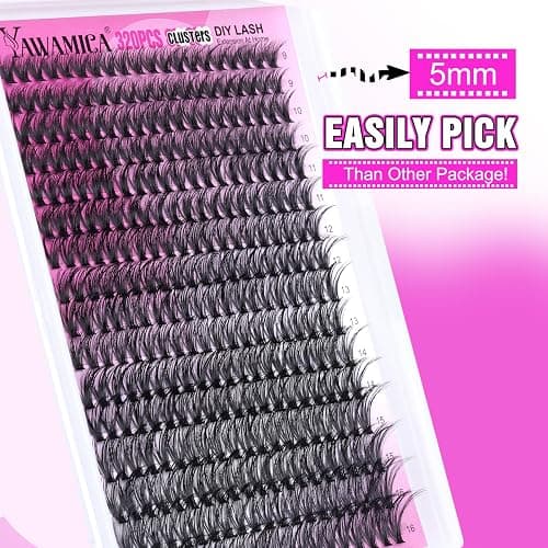 Individual Lashes 320pcs Lash Clusters 40D 9-16mm Mix DIY Lash Extension D Curly Eyelash Clusters Eyelash Extension Wispy Cluster Lashes DIY for Self Application by Yawamica (40D-0.07D, 9-16mix) thumbnail 6