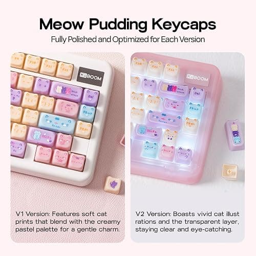 KiiBOOM Cute Cat Keycaps Set, Mao Profile, Cat Shape | PC Keycap for MX Switch Mechanical Keyboard, Compatible with 60%, 65%, 75%, TKL, 96%, Full-Sized Layout (Meow Pudding) thumbnail 4