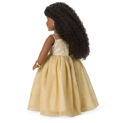 American Girl 2025 Glimmering Gold Holiday Collector Doll, with Brown Eyes, Long Curly Black Hair, Ages 8+ thumbnail 2