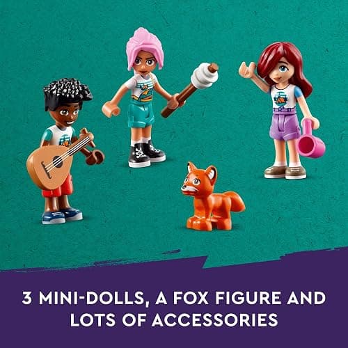 LEGO Friends Adventure Camp Cozy Cabins Camping Toy, Kids’ Nature Playset, Pretend Play Toy with 3 Mini Doll Characters and a Fox Toy Figure, Birthday Gift Idea for 7 Year Olds and Up, 42624 thumbnail 4