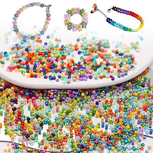 EuTengHao Perles de rocaille en verre de 3mm pour kit de fabrication de bracelets, 8/0 petites perles pour bracelet, collier, bijoux (36000pcs, 144 couleurs) thumbnail 5