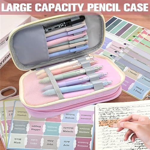 Bible Study Supplies Kit for Women – Pink Bible Cover, Notebook, Tabs, Highlighters, Pens, Pen Case – Christian Gifts for Students, Beginners, BibleAccessories for Journaling thumbnail 3