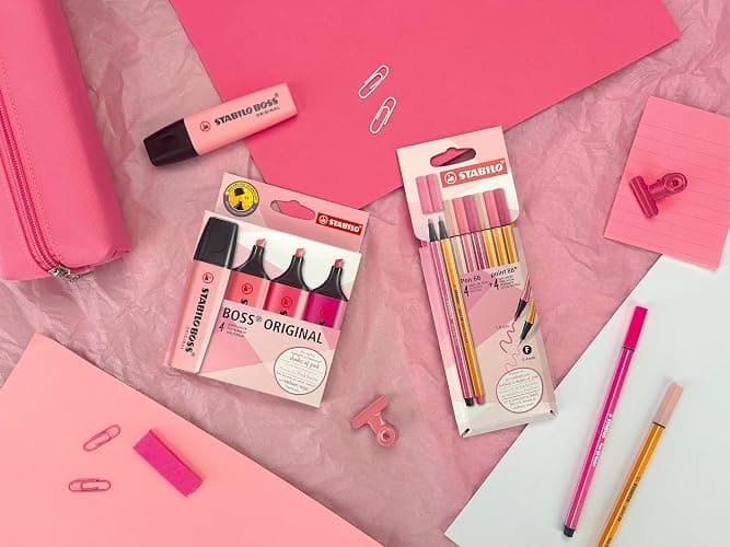 STABILO Boss Original Highlighters Shades of Pink Pack of 4 thumbnail 2