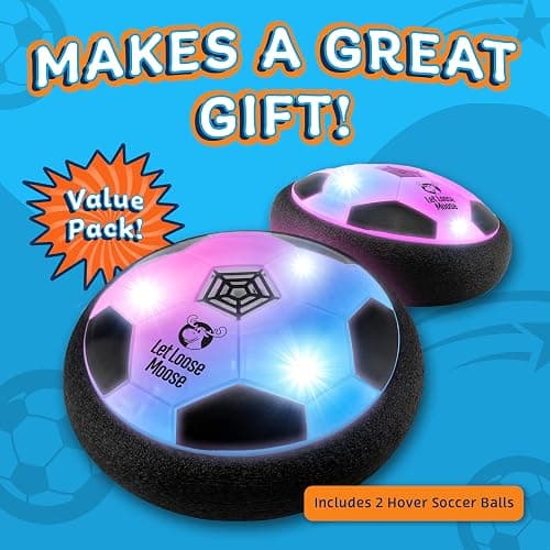 Let Loose Moose Hover Soccer Ball, Set of 2 LED Soccer Ball Toys, Gifts for 8 Year Old Boys, Indoor LED Floating Football for 7 Year Old Kids, Boy Birthday Gifts Age 4-6, 6-8, 8-12 Fun Sport Toy thumbnail 3