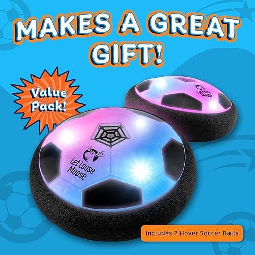 Let Loose Moose Hover Soccer Ball, Set of 2 LED Soccer Ball Toys, Gifts for 8 Year Old Boys, Indoor LED Floating Football for 7 Year Old Kids, Boy Birthday Gifts Age 4-6, 6-8, 8-12 Fun Sport Toy thumbnail 4