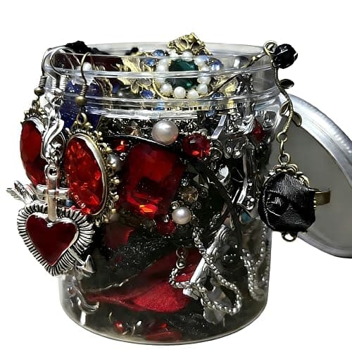 TNRASRTEA Vintage Gothic Mystery Jewelry Jar for Women,40-45 Piece Y2k Grunge Alt Punk Jewelry Set(Necklaces, Earrings, Rings, Bracelets, Brooches, Nail Stickers)，Birthday Gifts for Women - Image 1