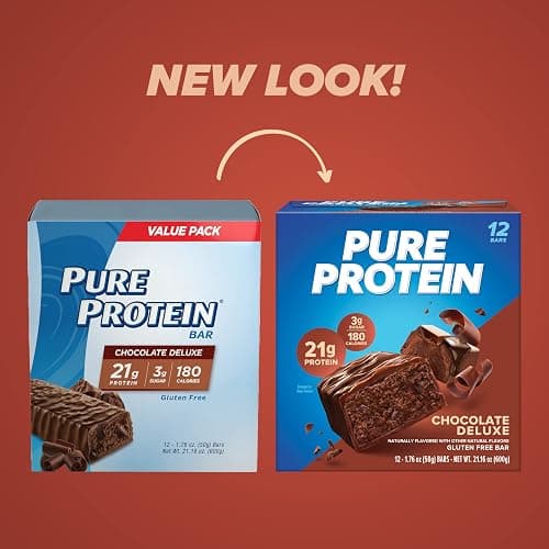 Pure Protein Chocolate Deluxe Protein Bars – 21g Protein, 3g Sugar, 190 Calories (12 count) Low Sugar* High Protein Snack - Gluten Free - Perfect for a Healthy Snack thumbnail 3