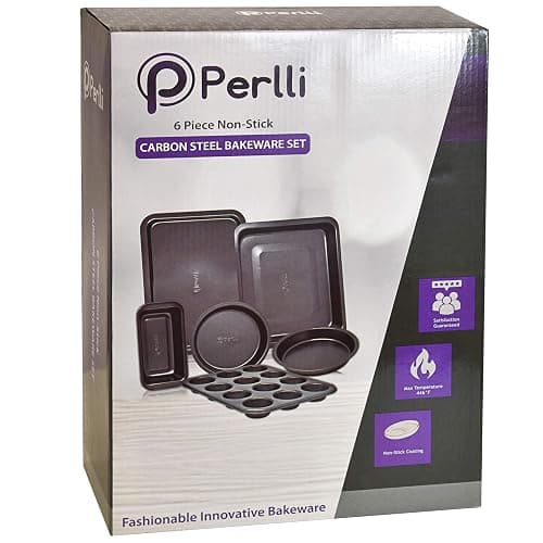 PERLLI Non-Stick 6-Piece Bakeware Set – Carbon Steel with Even Heat Distribution, Oven Safe to 446°F, BPA-Free, Dishwasher Safe, Stackable Baking Tools for Easy Storage and Everyday Cooking - Gray thumbnail 7
