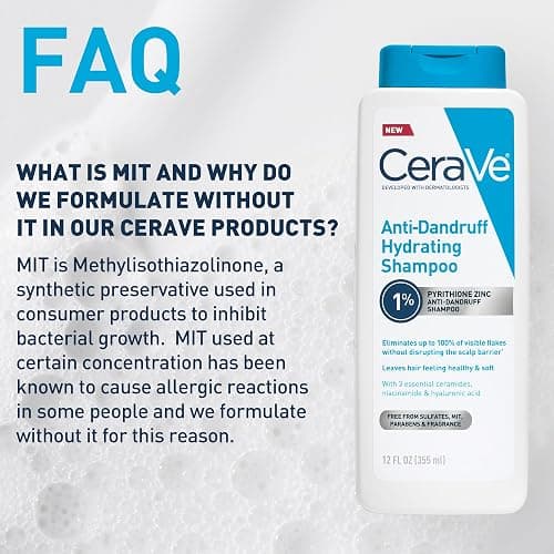 CeraVe Hydrating Anti Dandruff Shampoo, 1% Pyrithione Zinc Dandruff Treatment With Ceramides, Niacinamide & Hyaluronic Acid, Helps Eliminate Flakes & Provides Itchy Scalp Relief, Sulfate Free, 12 Oz thumbnail 7