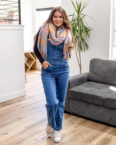 luvamia Overalls Women Loose Fit Denim Bib Baggy Overall Jumpsuit Straight Wide Leg Stretchy Jean Pants Fashion thumbnail 3