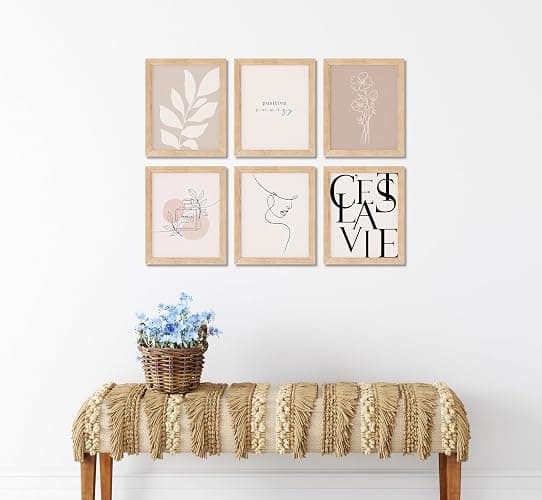 TwoDays Vanilla Girls Room Decor, Clean Girl Aesthetic Wall Art, Boho Beige Posters for Bedroom, Minimalist Cream Prints, Abstract Brown Pictures for Woman. (Set of 6, 10L x 8W, Framed) thumbnail 7