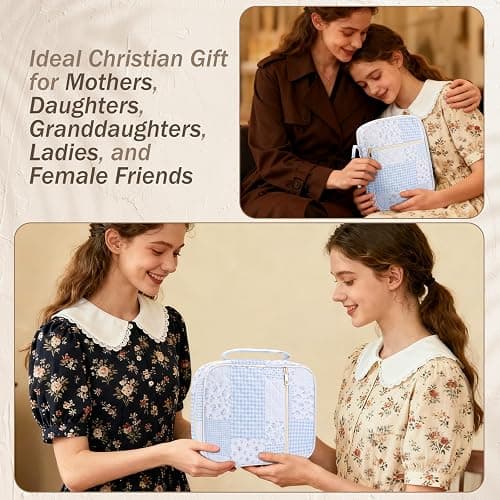 XKDOUS Bible Cover Case for Women Large Bible Bags with Durable Handle Quilted Carrying Case Church Book Holder Bible Study Supplies Accessories for Christian Gifts thumbnail 7