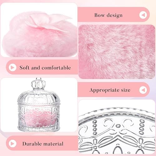 Tioncy 3 Pcs Large Body Powder Puff and Container Valentine's Day gift Powder Container with Puff Crystal Case Soft Washable Reusable Velour Face Body Glitter Wet Dry Makeup(Crown,Clear) thumbnail 5