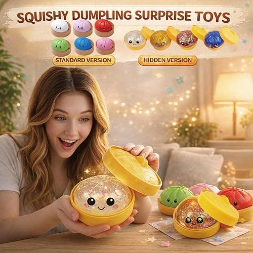 Glitter Dumpling Squishy - Random Glitter Dumpling Box, 10 Colors Dumplings Squishy Toy, More Surprises (Random-4PCS) thumbnail 2