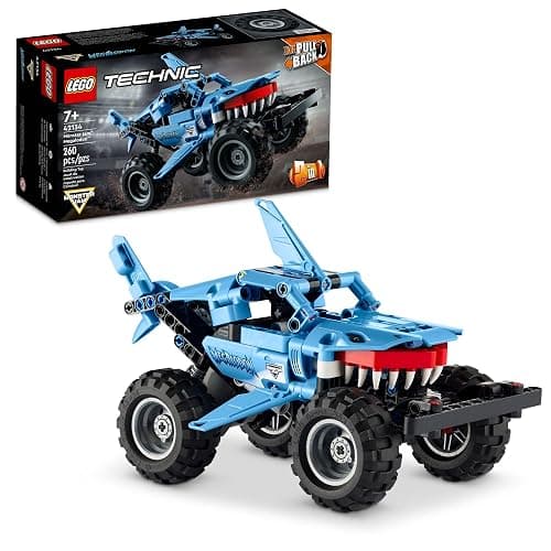 LEGO Technic Monster Jam Megalodon Building Set, 2 in 1 Pull Back Shark Truck to Lusca Low Racer Car Toy, DIY Building Toy Ideas for Outdoor Play for Kids, Boys, and Girls Ages 7 and Up, 42134 - Image 1