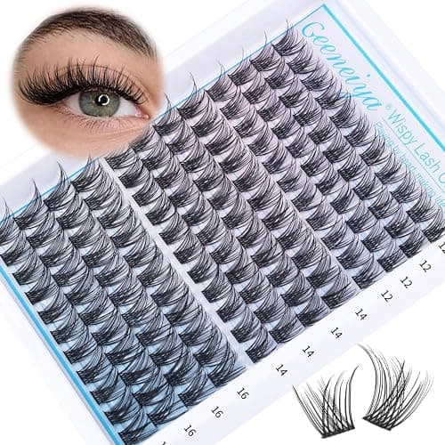 Geeneiya Lash Clusters Wispy C Curl Eyelash Clusters 12-16MM Individual Eyelashes Natural Cluster Eyelash Extensions Cluster Lashes Natural Look(154PCS, C Curl, 12-14-16mm) - Image 1