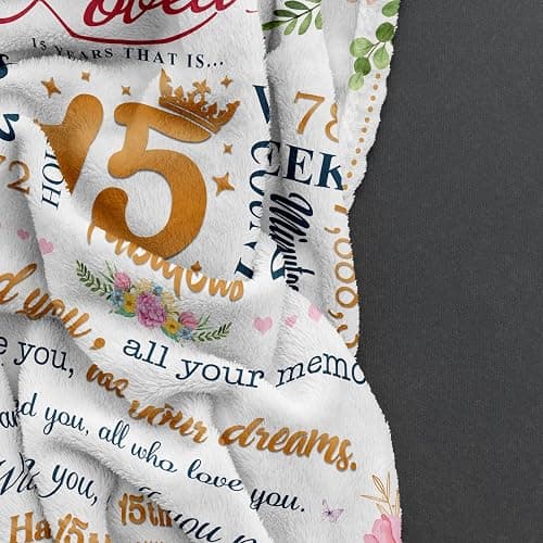 Ruvinzo 15 Year Old Girl Gifts, Gifts for 15th Girls, Sweet 15th Birthday Gifts for Teen Girls, 15 Year Old Girl Unique Gift Ideas, Cool Birthday Gifts Blanket 60” x 50” thumbnail 5
