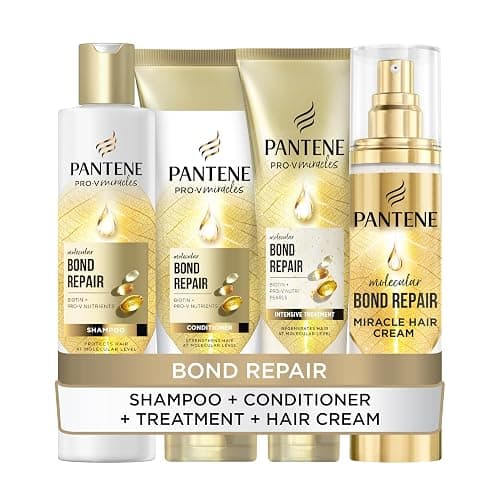 Pantene Bond Repair Shampoo + Conditioner + Deep Conditioning Treatment + 5in1 Lightweight Leave in Miracle Cream. Nourish & Strengthen damaged Hair. Repairs Split Ends. Repair Damaged hair bonds - Image 1
