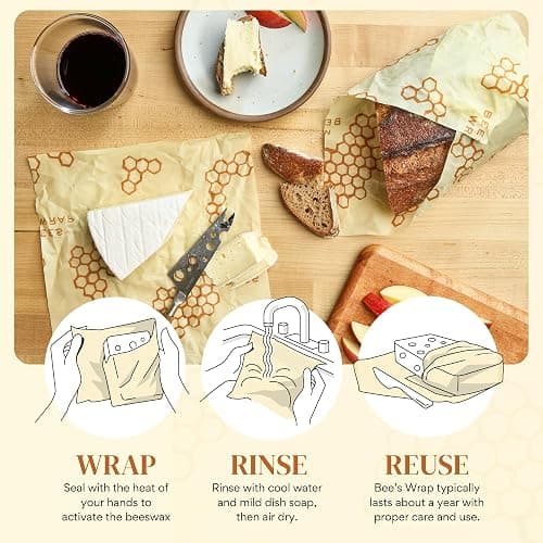 Bee's Wrap Beeswax Wrap Roll, 14 x 53 in - Honeycomb | Cut to Size Organic Beeswax Wraps - Plastic Free - Reusable Food Storage - Wrap Bowls, Bread & Produce - Made in USA thumbnail 5