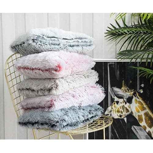 Uhomy 2 Packs Fluffy Accent Pillows Cover 20"x12", Soft Gray Ombre Faux Fur Throw Pillow Case, Modern Luxury Decorative Square Cushion Cover for Farmhouse Home Decor for Sofa/Bed/Chair, 50x30cm thumbnail 5