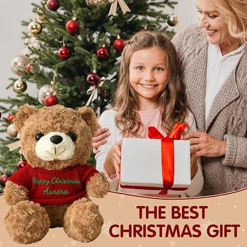 SCZQOVR Personalized Teddy Bear with Name, 12 Inch Custom Stuffed Animal for Kids, Girls, Boys and Couples, Plush Toy Gift for Valentine's, Christmas & Birthday thumbnail 2