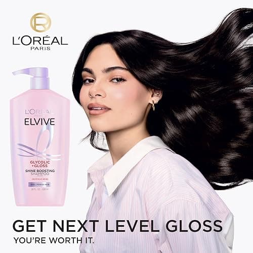 L'Oreal Paris Elvive Glycolic + Gloss Shine Boosting Shampoo and Conditioner Set, Cleanses and Smooths Dull, Porous Hair Into High-Shine, Glossy Hair, 1 Kit thumbnail 2