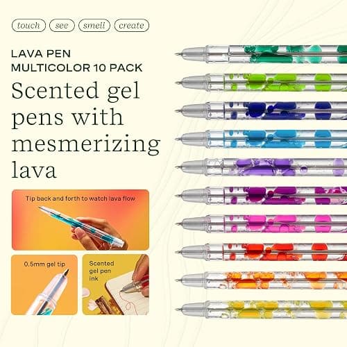 Lifelines Scented Lava Gel Pen Set, 10-Pack (Multi-Color) - 0.5mm Colored Gel Pens Infused with Scented Essential Oil Blends & Mesmerizing Lava - School Supplies for College Kids & Adults thumbnail 2