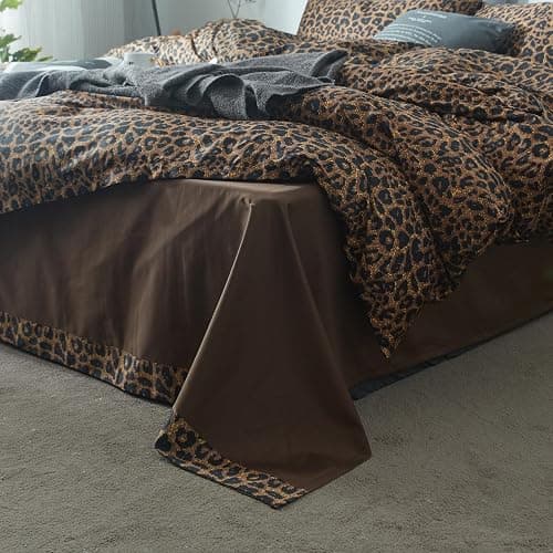 mixinni Leopard Print Comforter Set Twin XL-3 Pieces Animal Cheetah Printed Comforter Sexy Soft Fluffy Brown/Black Floral Print Bedding Set with 2 Pillowcases for All Season-Twin XL Size thumbnail 6