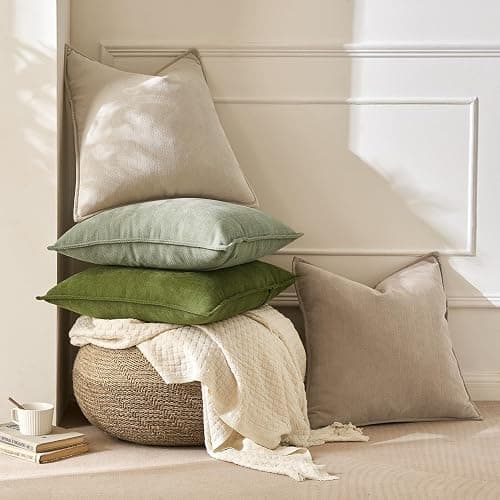 MIULEE 2er Kissenbezug 50x50 Beige Chenille Kissenhülle zierkissen | Weiche Kissenbezüge Sofakissen dekokissen zierkissen Elegantes Design für Couch Sofa Wohnzimmer thumbnail 5