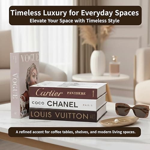 PROBENEX Luxe Large | 4 PCS Faux Decorative Books for Home Decor | Not Real Books (Cardboard Boxes) | Coffee Table, Bookshelf & Shelf Styling Display Props for Living Room, Office thumbnail 5