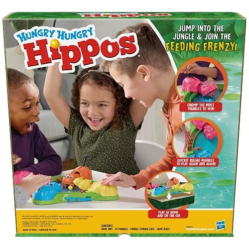 Hungry Hungry Hippos Game for Preschoolers | Instant Marble Relaunch, Easy Set-Up & Storage| Ages 4 and Up | 2 to 4 Players | Kids Games thumbnail 3