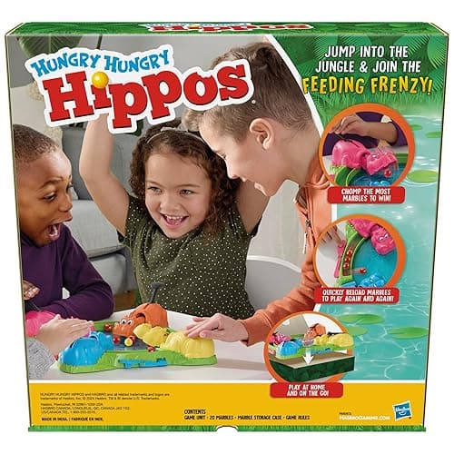 Hungry Hungry Hippos Game for Preschoolers | Instant Marble Relaunch, Easy Set-Up & Storage| Ages 4 and Up | 2 to 4 Players | Kids Games thumbnail 3