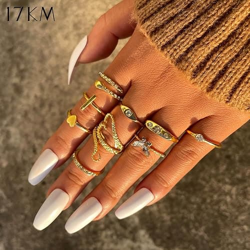 17KM 60 Pcs Gold Stacks Ring Sets for Women Non Tarnish, Dainty Vintage Stackable Rings Pack, Finger Midi Knuckle Rings for Jewelry Gift thumbnail 2