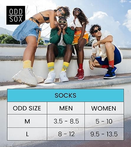 Odd Sox – Gift Box Set, 5-Pack Colorful Novelty Crew Socks - Unisex Large Size – Fun Holiday Gift for Fans & Collectors thumbnail 8